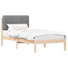 Estructura de Cama con Cabecera Tapizada Gris Claro 75 x 190 cm 2