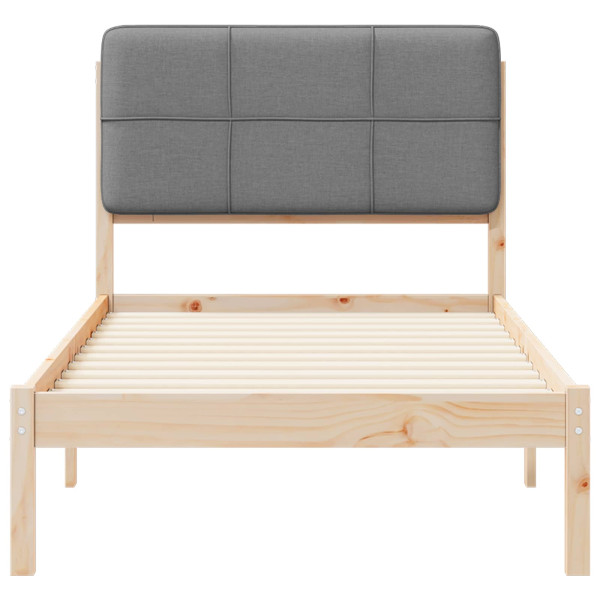 Estructura de Cama con Cabecera Tapizada Gris Claro 75 x 190 cm M 5