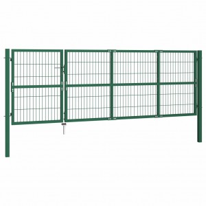 Portão para cerca de jardim com postes 350x120 cm aço verde H