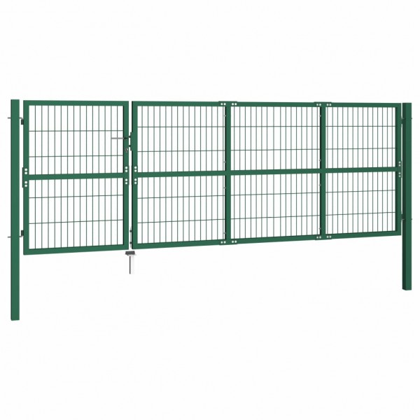 Portão para cerca de jardim com postes 350x120 cm aço verde M 2