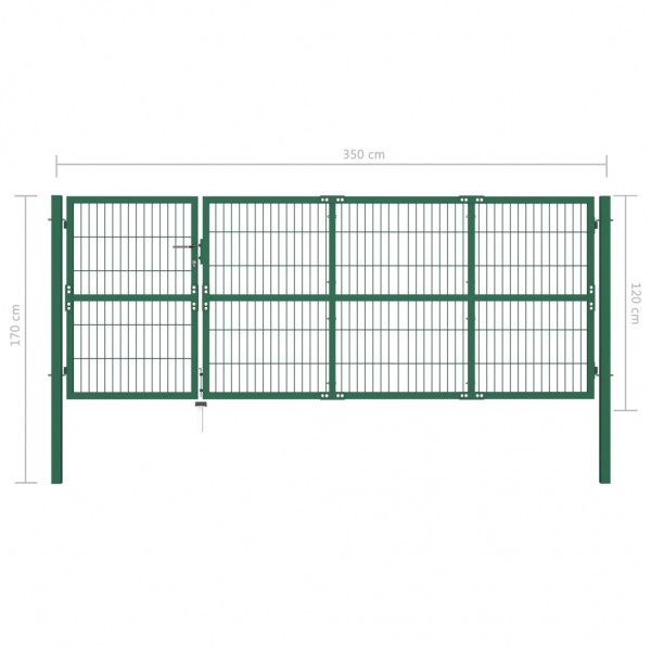 Portão para cerca de jardim com postes 350x120 cm aço verde M 5