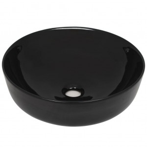 Lavabo redondo de cerámica negro 41.5x13.5 cm H