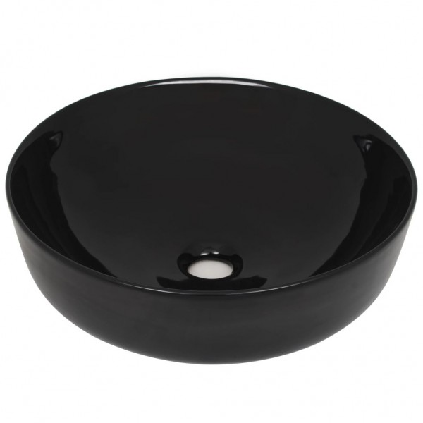 Lavabo redondo de cerámica negro 41.5x13.5 cm M 2