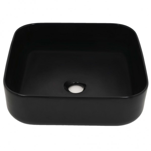 Lavabo cuadrado de cerámica negro 38x38x13.5 cm M 3