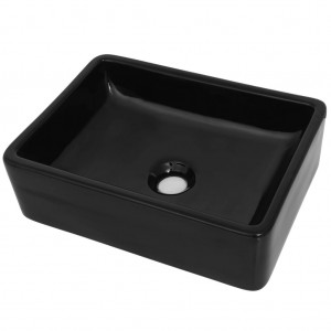 Lavabo de cerámica rectangular negro 41x30x12 cm H