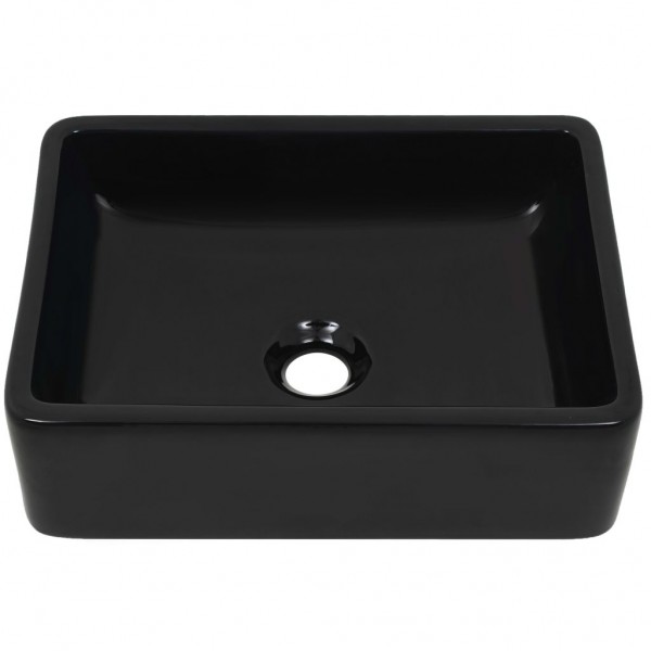 Lavabo de cerámica rectangular negro 41x30x12 cm M 3