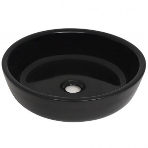Lavabo redondo de cerámica negro 42x12 cm H
