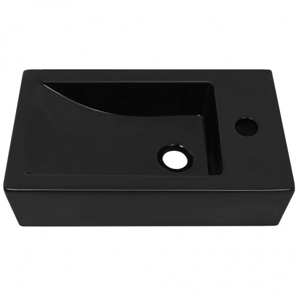 Lavabo con agujero grifo rectangular cerámica 46x25.5x12 negro M 3