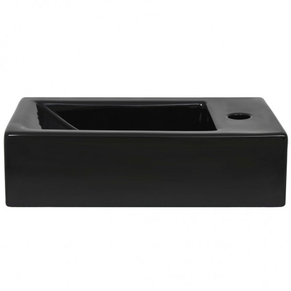 Lavabo con agujero grifo rectangular cerámica 46x25.5x12 negro M 5