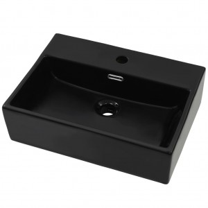 Lavabo con orificio para grifo cerámica negro 51.5x38.5x15 cm H