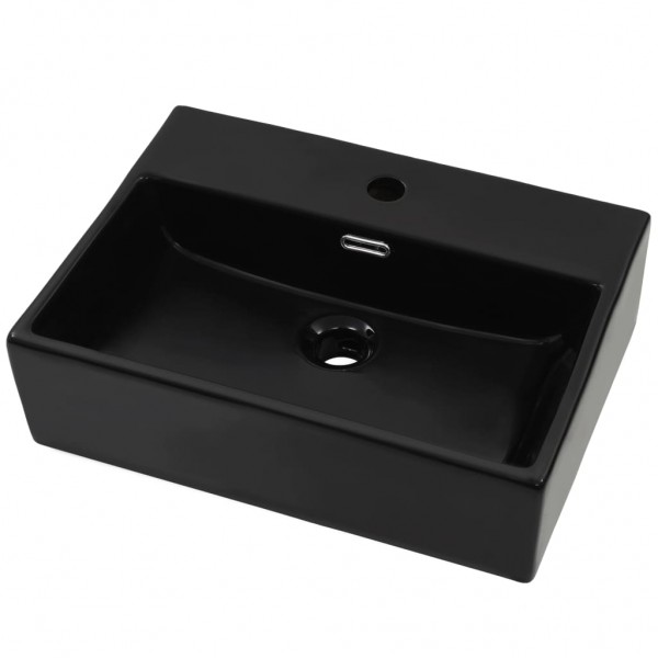 Lavabo con orificio para grifo cerámica negro 51.5x38.5x15 cm M 2