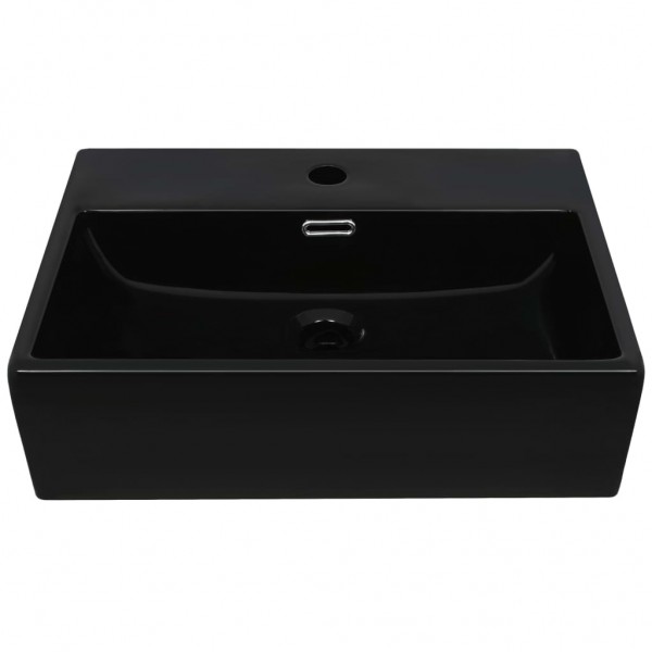 Lavabo con orificio para grifo cerámica negro 51.5x38.5x15 cm M 3