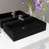 Lavabo con orificio para grifo cerámica 76x42.5x14.5 cm negro 1