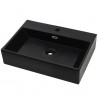 Lavabo con orificio para grifo cerámica 76x42.5x14.5 cm negro 2