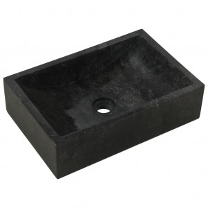 Lavabo de mármol negro con brillo 45x30x12 cm H