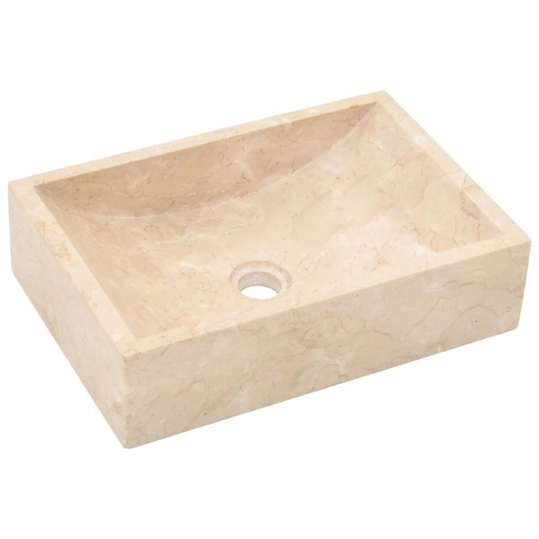 Lavabo de mármol crema con brillo 45x30x12 cm M 2