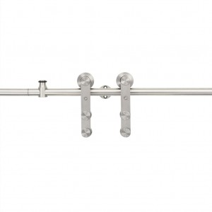 Kit ferragens p/ porta deslizante 183cm aço inoxidável prateado H