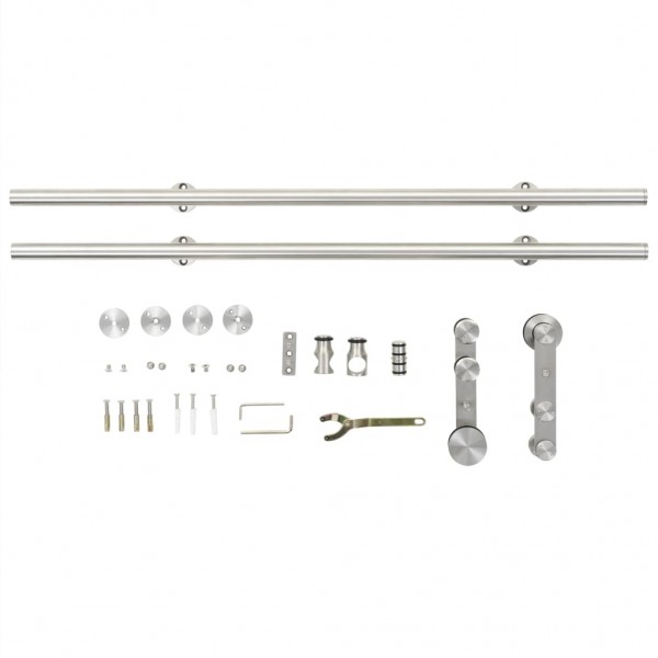 Kit de herrajes para puerta corredera 183 cm acero plateado M 4