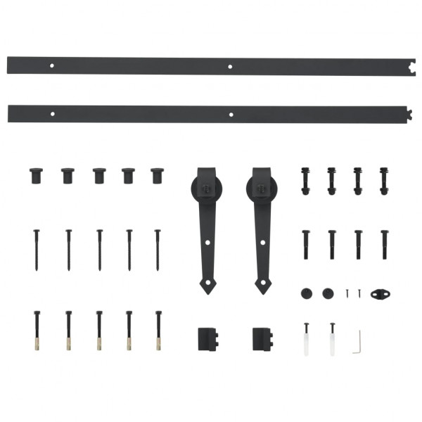 Kit de ferragens para porta deslizante 183 cm aço preto M 5