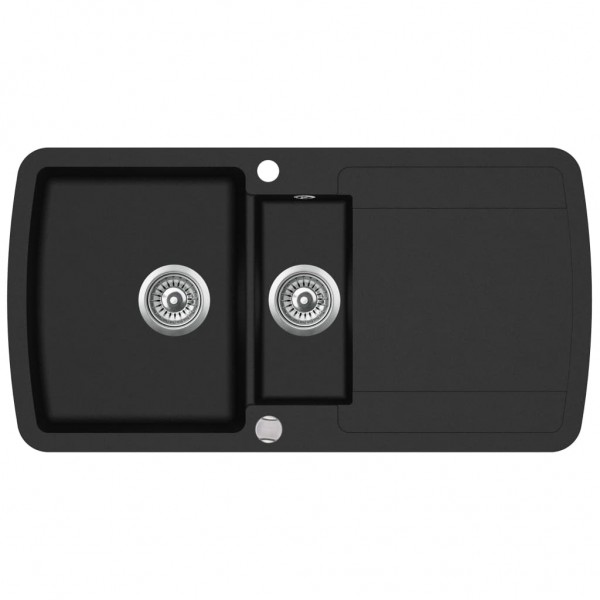 Lava-louça com cuba dupla granito preto M 2