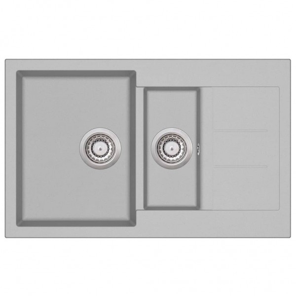 Fregadero de cocina con dos senos granito gris M 2