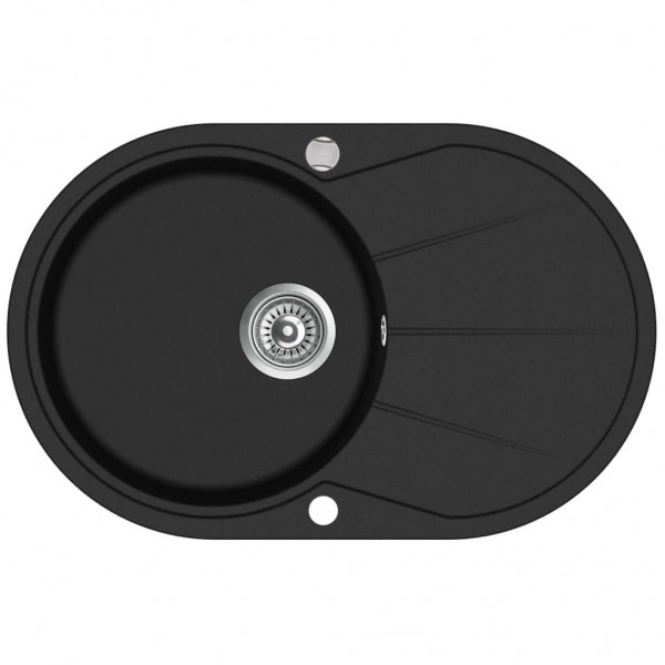 Fregadero de cocina de granito con un seno ovalado negro D