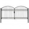 Cancela de valla doble puerta con arco 300x125 cm acero negro 1