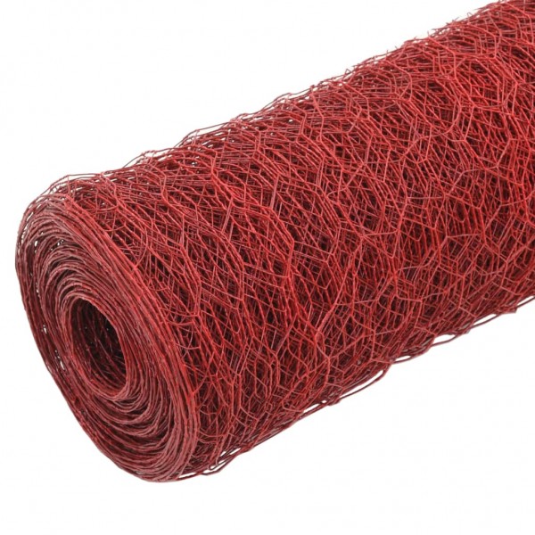 Alambrada de gallinero acero revestimiento PVC rojo 25x1 m M 2