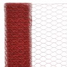 Cerca arame galinheiro 25x1.2m aço c/ revestimento PVC vermelho 3