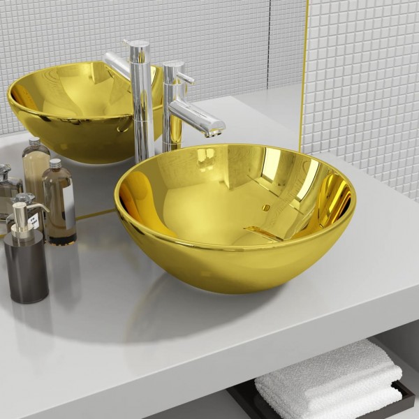 Lavabo 32.5x14 cm cerámica dorado D