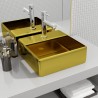 Lavabo con orificio para grifo 38x30x11.5 cm cerámica dorado 1