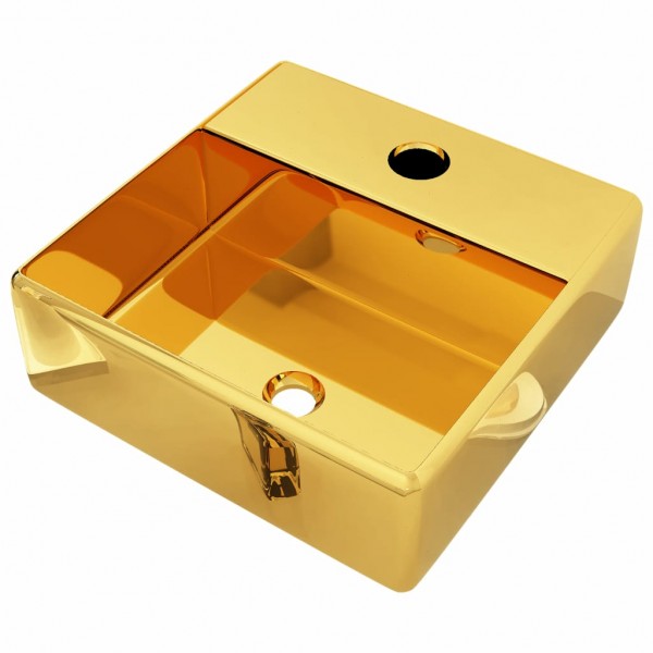 Lavabo con orificio para grifo 38x30x11.5 cm cerámica dorado M 2