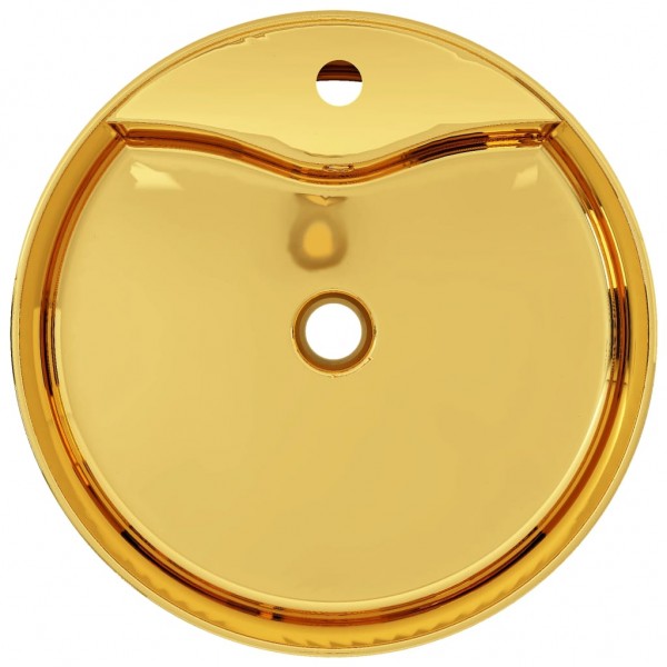 Lavatório com extravasamento 46.5x15.5 cm cerâmica dourado M 3