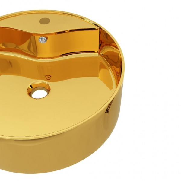 Lavabo con rebosadero 46.5x15.5 cm cerámica dorado M 4