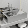 Lavabo con rebosadero cerámica plateado 60x46x16 cm 1