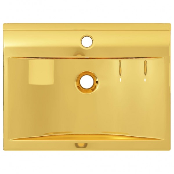 Lavabo con rebosadero 60x46x16 cm cerámica dorado M 5