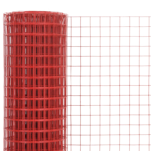 Cerca arame galinheiro 10x1.5m aço c/ revestimento PVC vermelho M 3