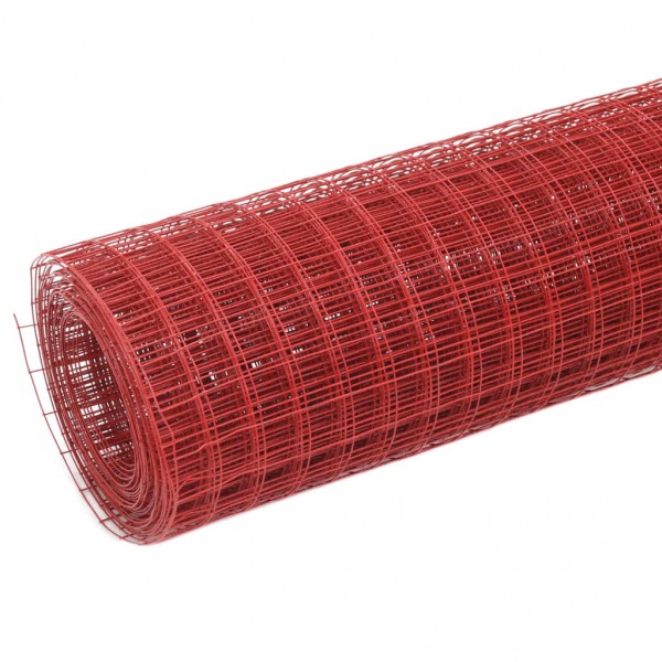 Alambrada de gallinero acero revestimiento PVC rojo 25x0.5 m M 2