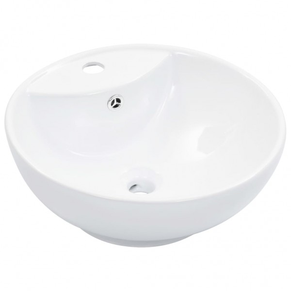 Lavabo con rebosadero 46.5x18 cm cerámica blanco D