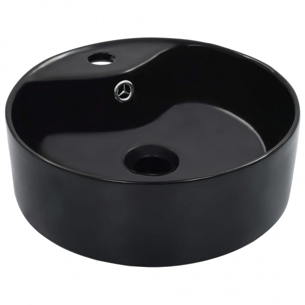 Lavabo con rebosadero 36x13 cm cerámica negro D
