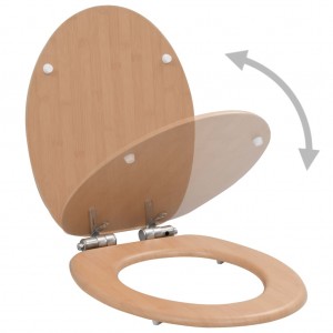 Asiento inodoro WC con tapa de cierre suave MDF diseño bambú H