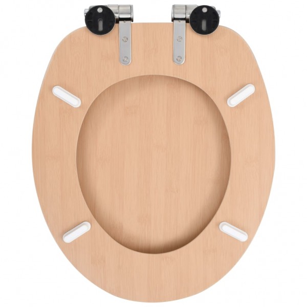 Asiento inodoro WC con tapa de cierre suave MDF diseño bambú M 5