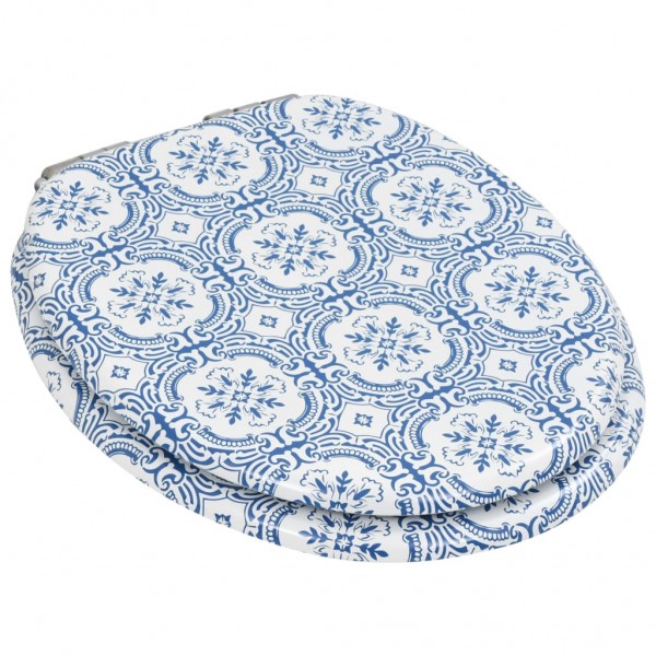 Asiento inodoro WC tapa de cierre suave MDF diseño porcelana M 3