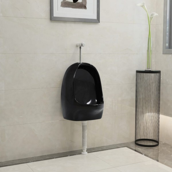 Urinario de pared con válvula de descarga cerámica negro D
