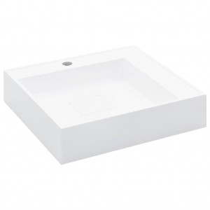 Lavabo 50x50x12.3 cm resina mineral/mármol blanco H