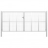 Portão de jardim em aço galvanizado 415x225 cm prateado 1