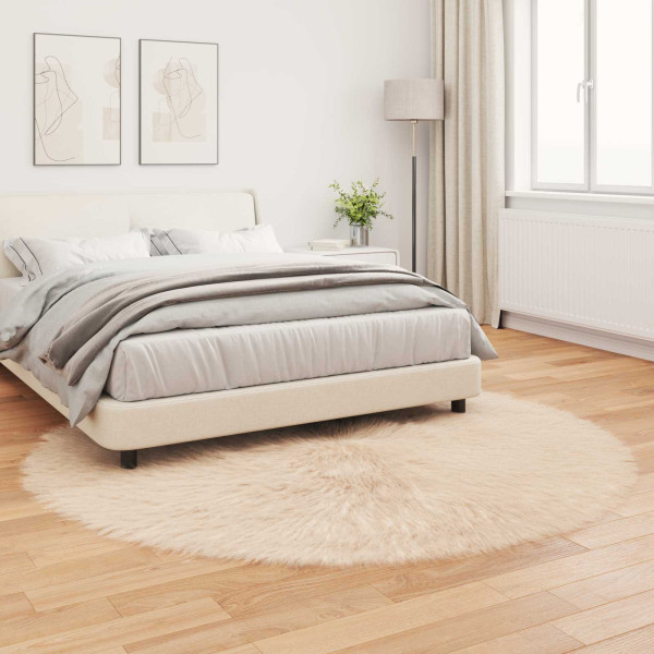 Alfombra de Imitación de Piel de Oveja Tafalla Beige Ø 200 cm M 4