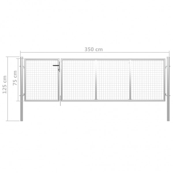Portão de jardim 350x75 cm aço prateado M 5