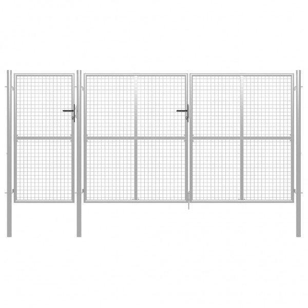 Puerta de jardín de acero plateado 400x150 cm D