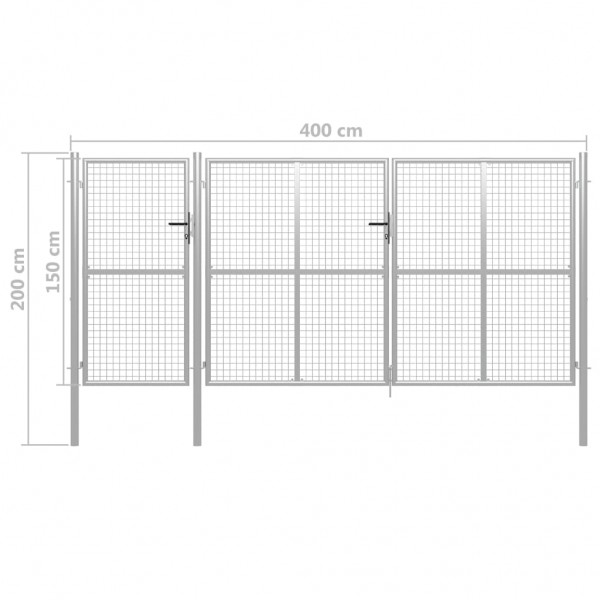 Puerta de jardín de acero plateado 400x150 cm M 5